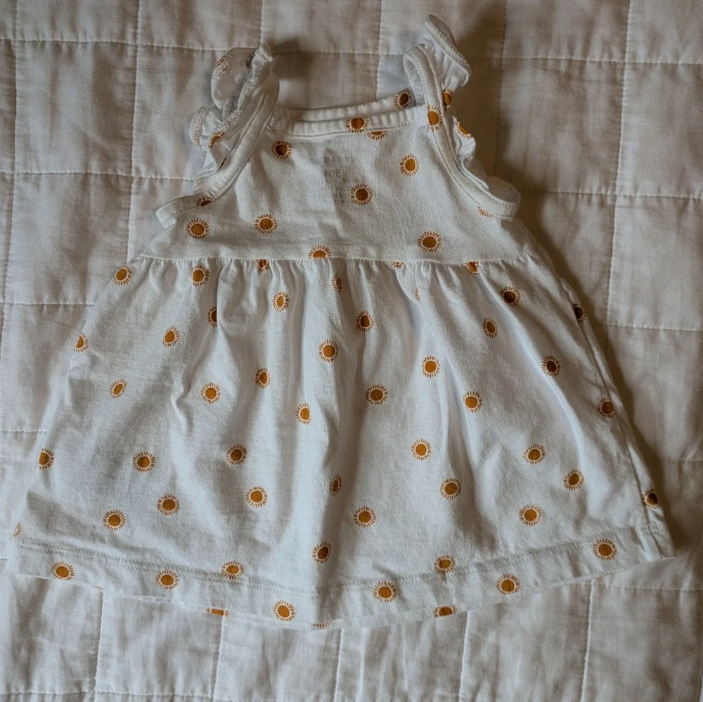 Carter's White Sunflower Dress And Diaper Cover Set - 3M